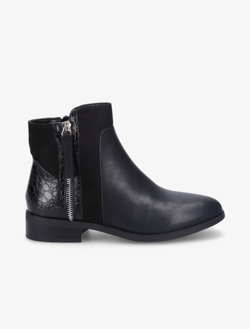 Bottines unies bi-matière - Noir - 2