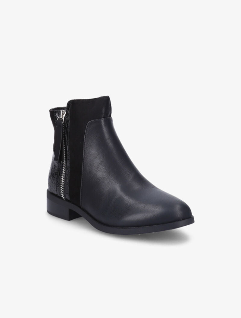 Bottines unies bi-matière - Noir - 3