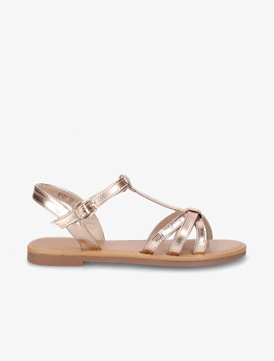 Nu-pieds croisés effet croco - Rose gold - 1