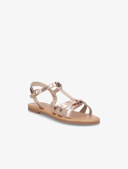 Nu-pieds croisés effet croco - Rose gold - 2
