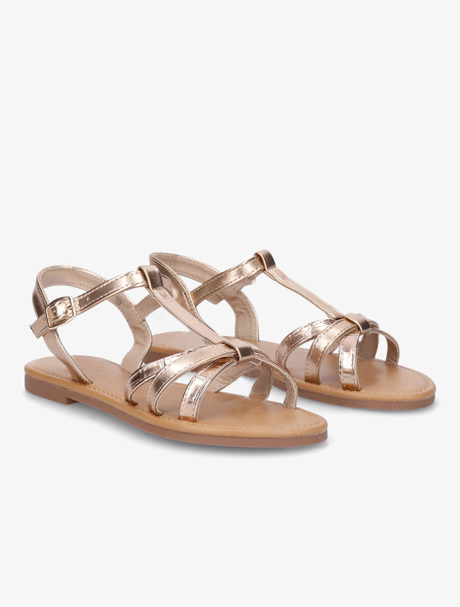 Nu-pieds croisés effet croco - Rose gold - 4