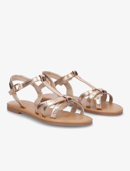 Nu-pieds croisés effet croco - Rose gold - 4