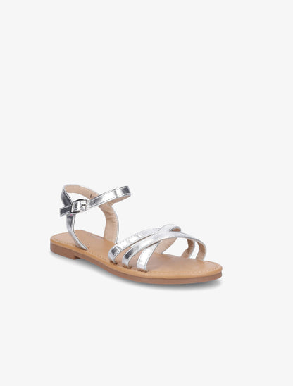 Nu-pieds en simili à bride effet croco - Argent - 2