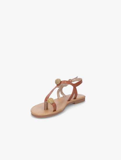 Nu-pieds à bijoux en strass - Camel - 3