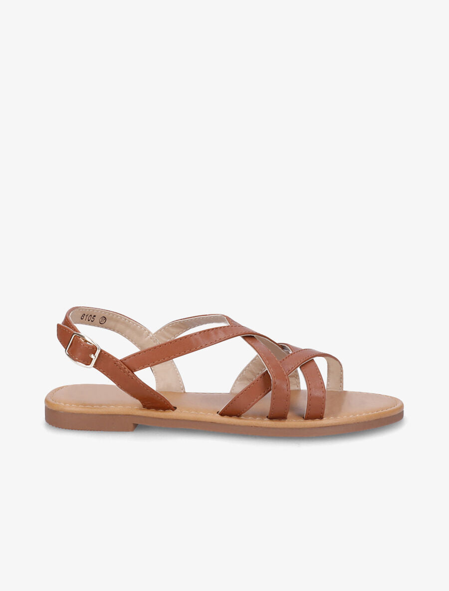 Nu-pieds brides entrelacées - Camel - 1