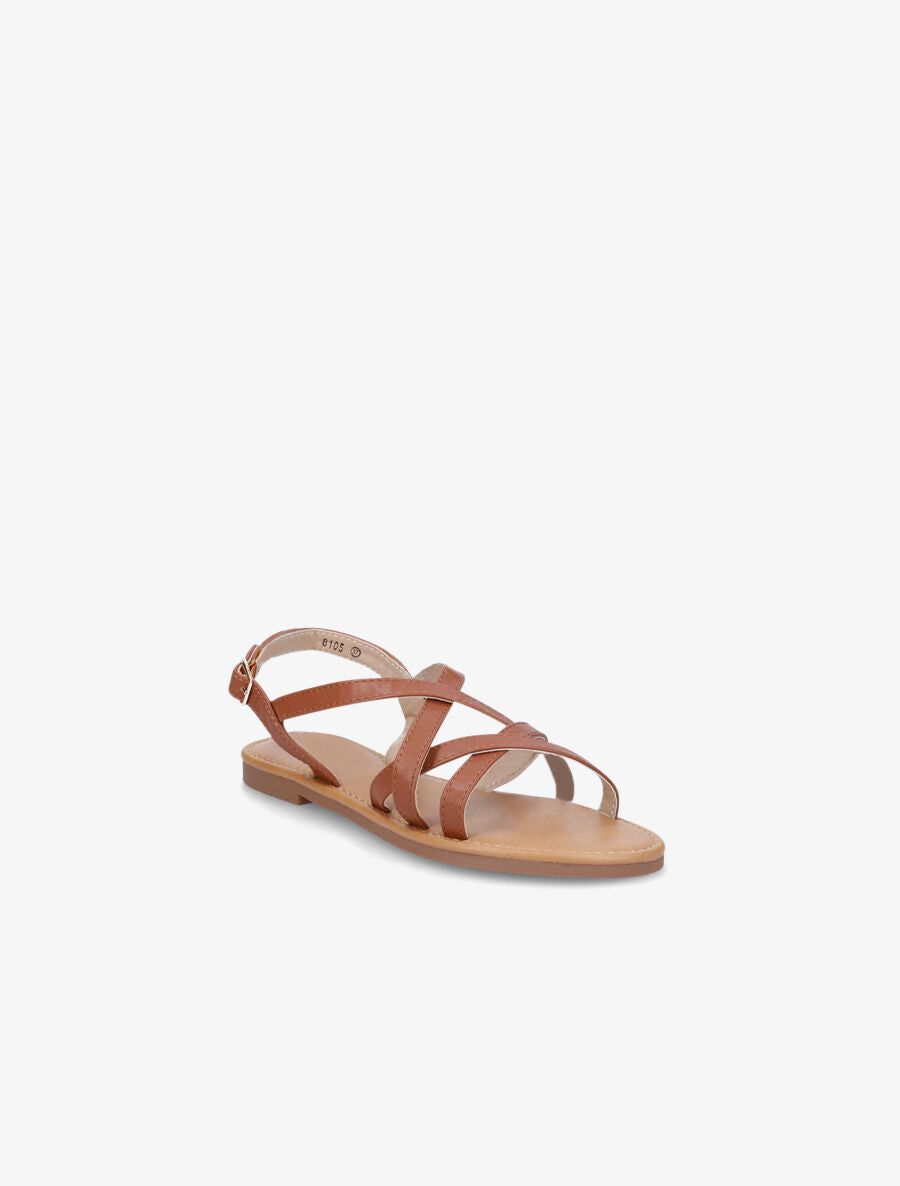 Nu-pieds brides entrelacées - Camel - 2