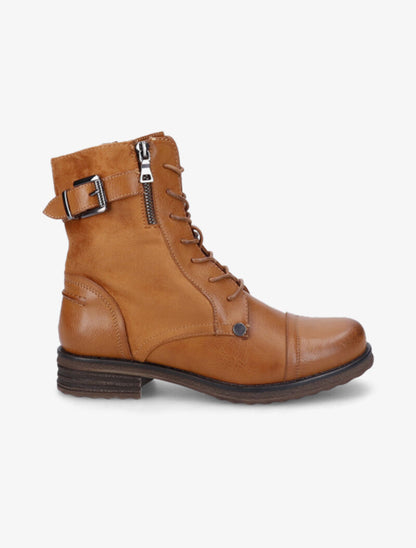 Bottines bi-matière à lacets - Camel - 2