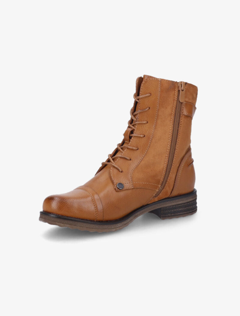 Bottines bi-matière à lacets - Camel - 4