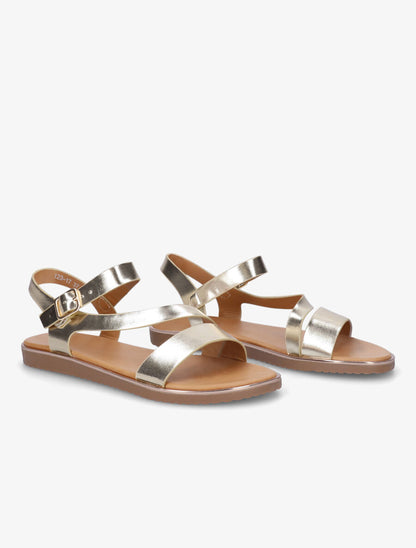 Nu-pieds à brides asymétriques - Or - 4