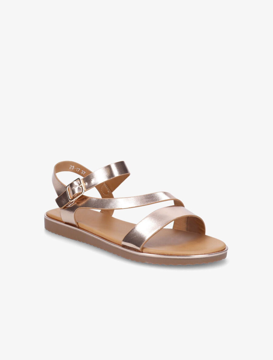 Nu-pieds à brides asymétriques - Rose gold - 2