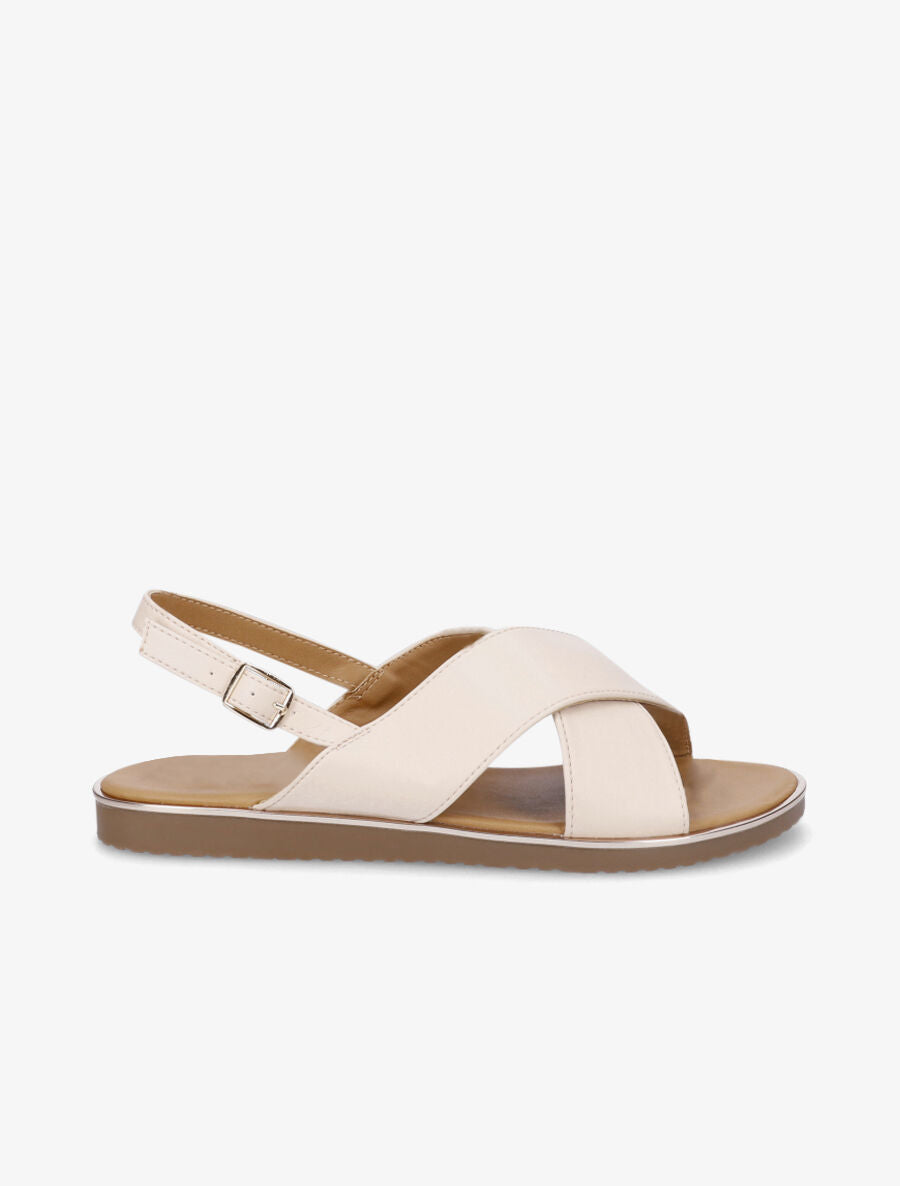 Nu-pieds croisés en simili - Beige - 1