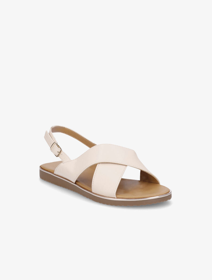 Nu-pieds croisés en simili - Beige - 2