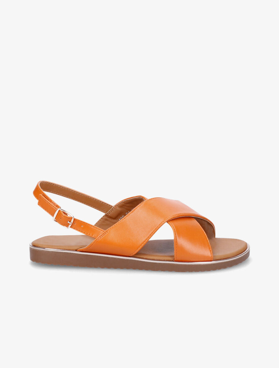 Nu-pieds croisés en simili - Orange - 1