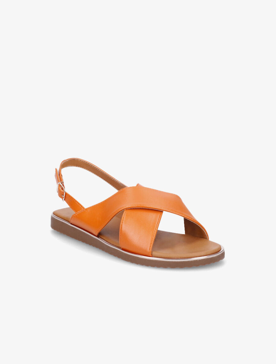 Nu-pieds croisés en simili - Orange - 2
