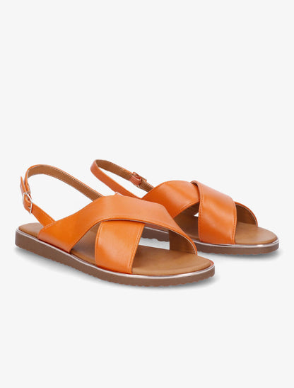 Nu-pieds croisés en simili - Orange - 4