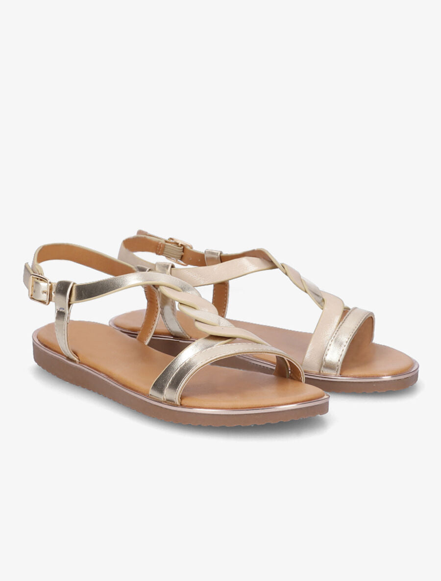 Nu-pieds en simili torsadé - Or - 4