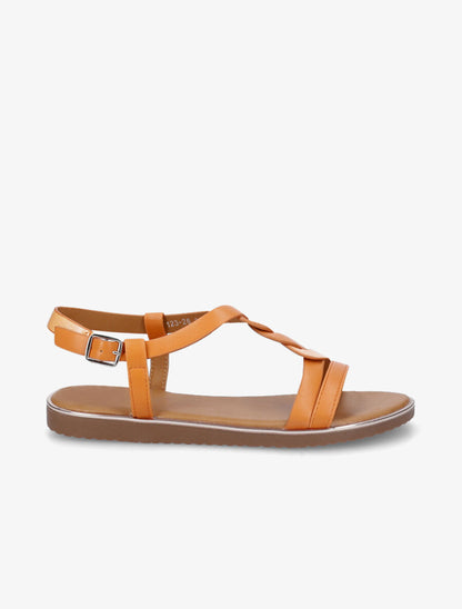 Nu-pieds en simili torsadé - Orange - 1