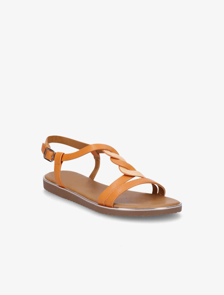 Nu-pieds en simili torsadé - Orange - 2