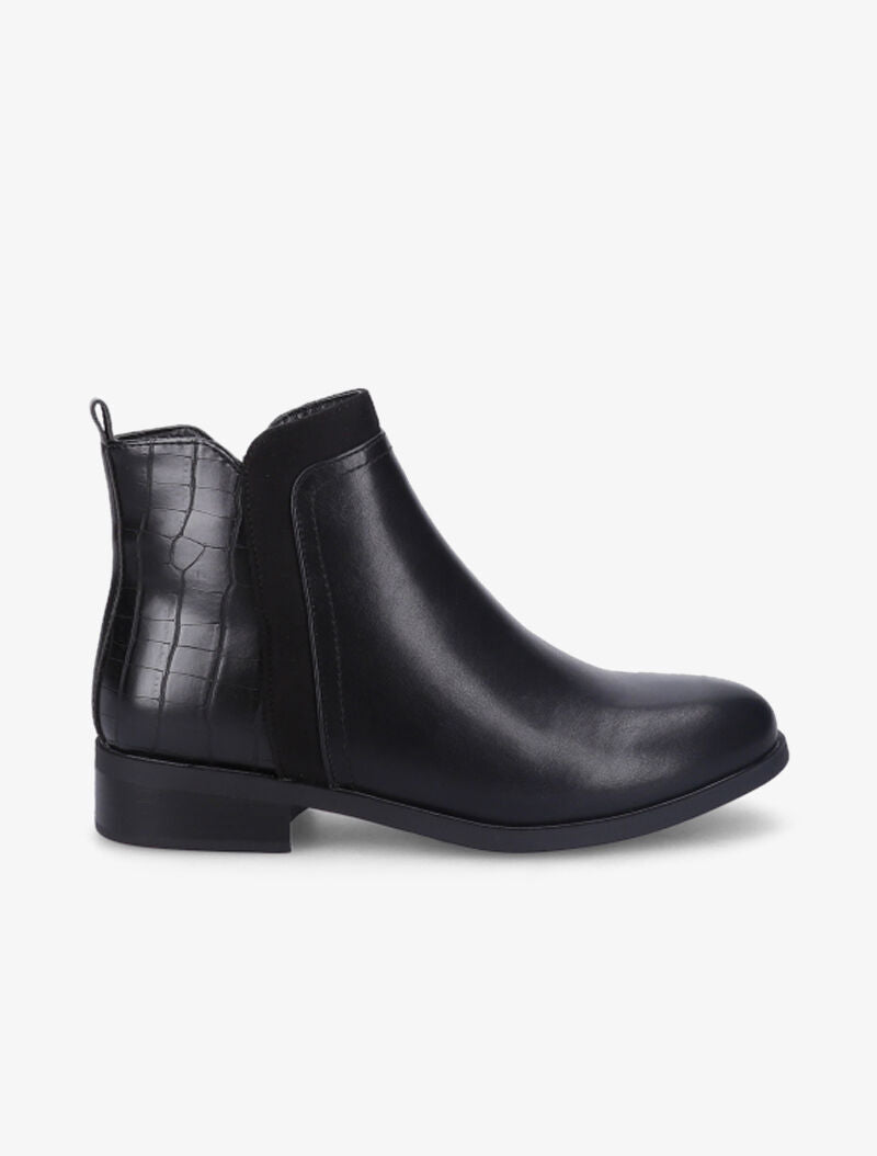 Bottines en simili à motifs croco - Noir - 2