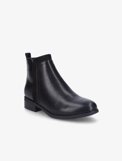 Bottines en simili à motifs croco - Noir - 3