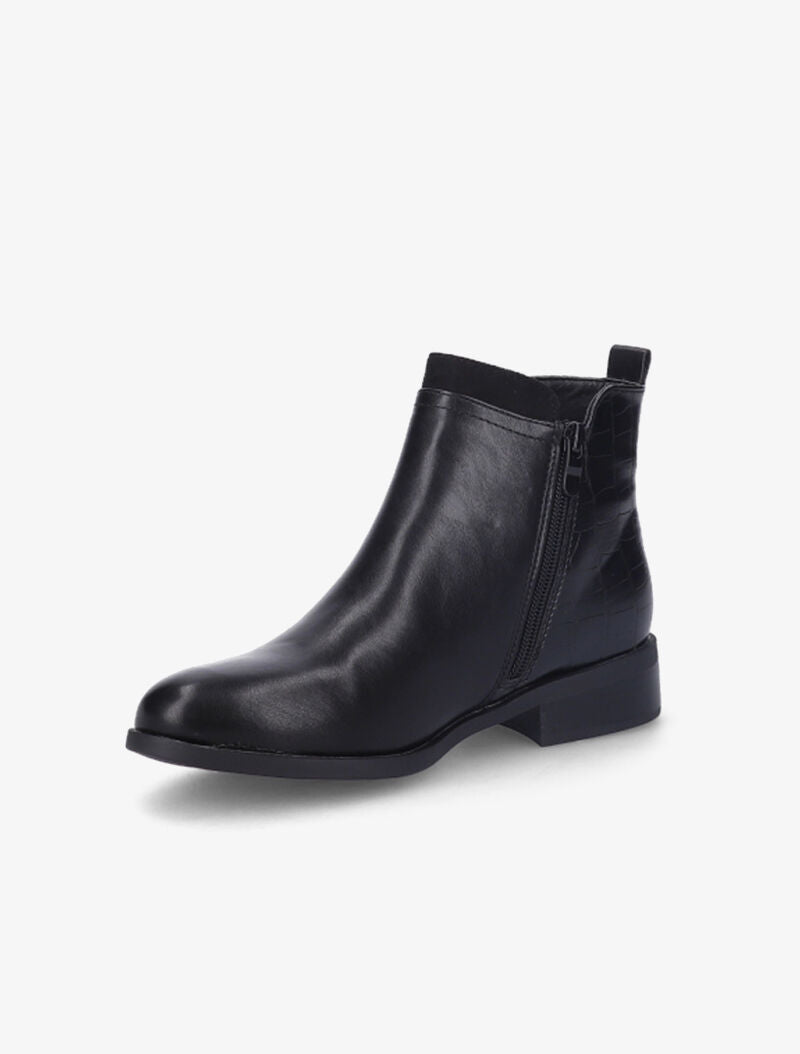 Bottines en simili à motifs croco - Noir - 4