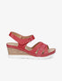 Sandales compensées effet bois - Rouge - 1