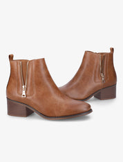 Bottines à zip ouvert décoratif - Camel - 1