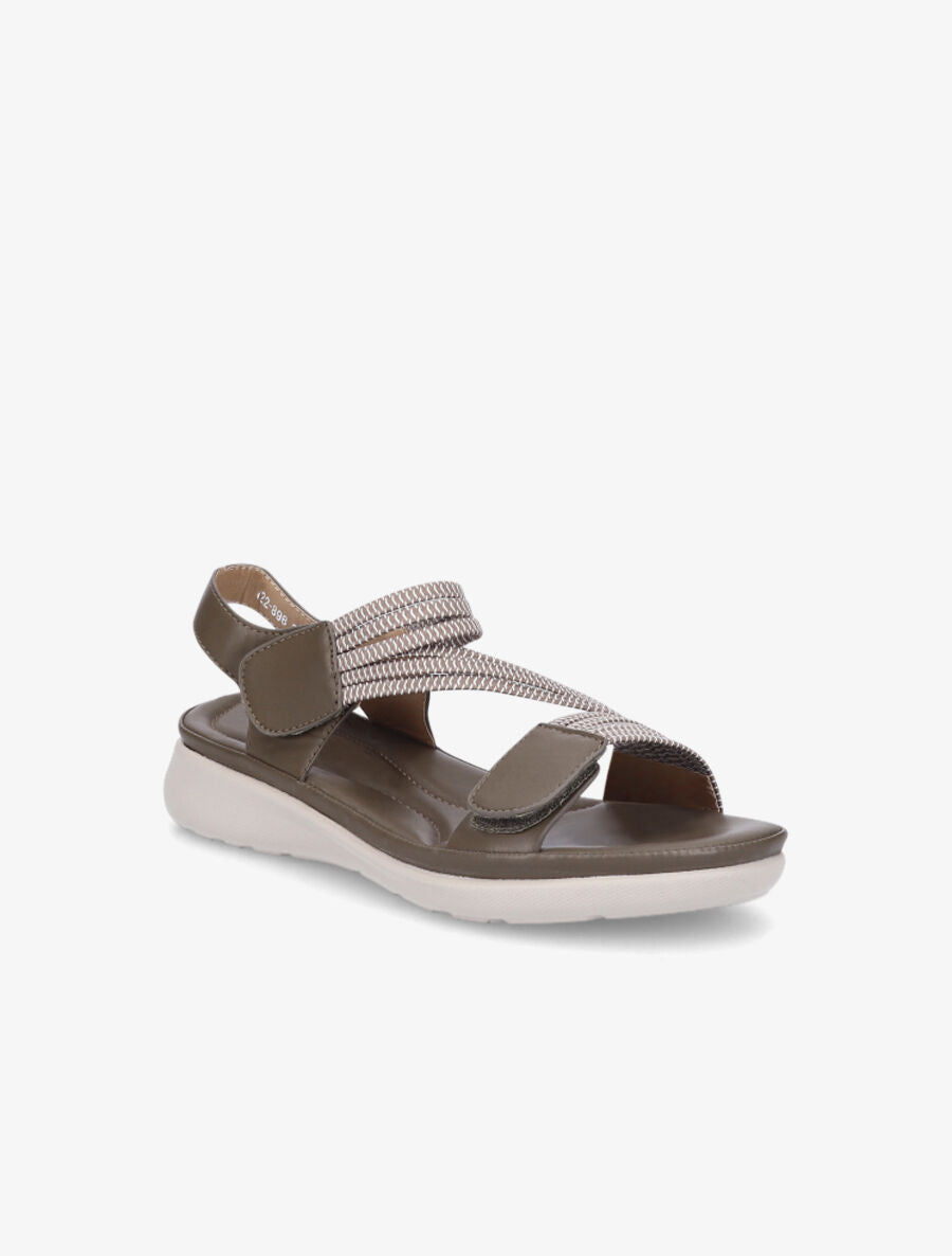 Sandales à scratch et brides élastiquées - Vert militaire - 2