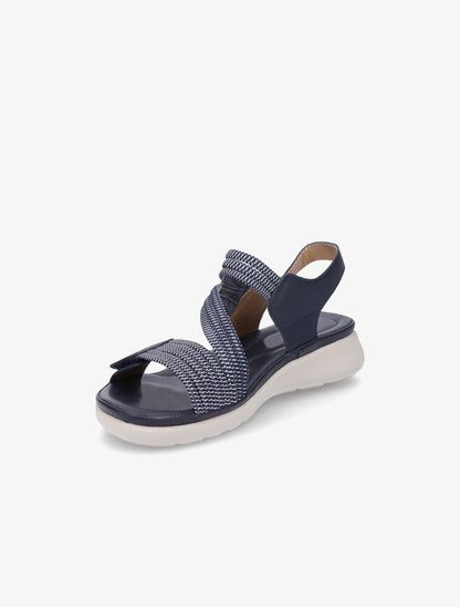 Sandales à scratch et brides élastiquées - Marine - 3