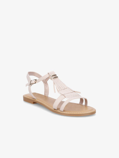 Nu-pieds en suédine à franges - Beige - 2
