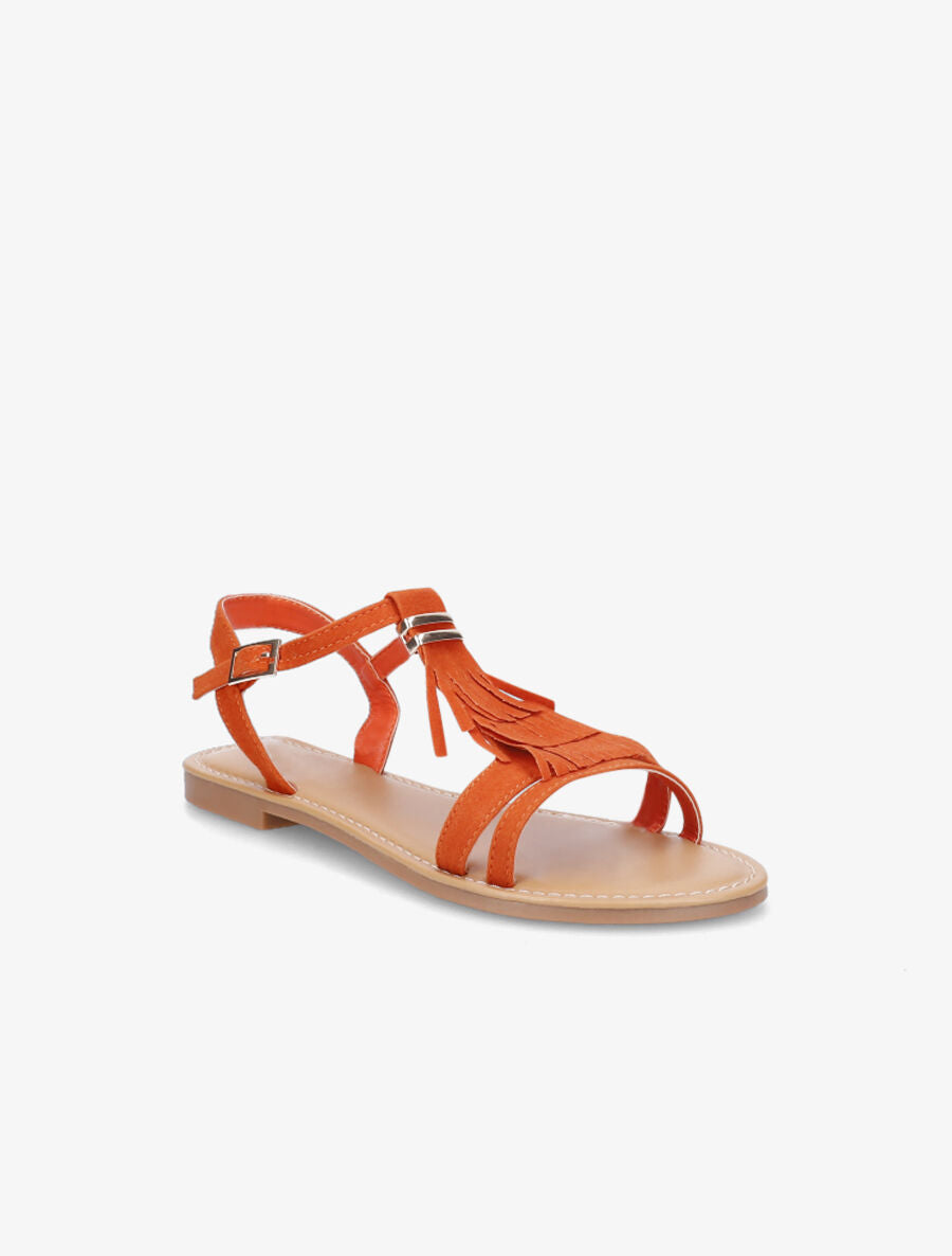 Nu-pieds en suédine à franges - Orange - 2