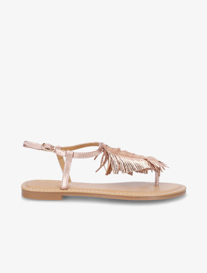 Nu-pieds à franges en simili - Rose gold - 5