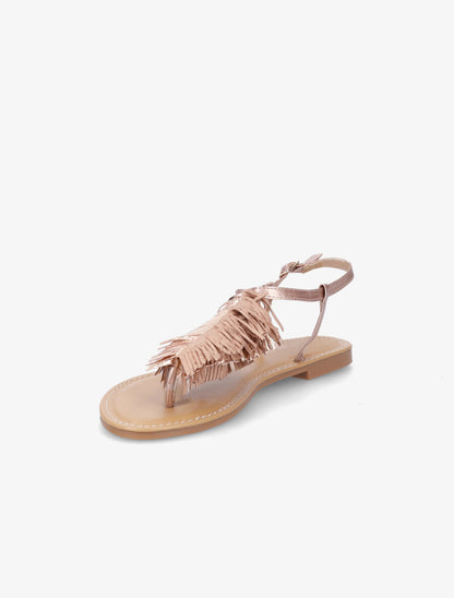 Nu-pieds à franges en simili - Rose gold - 3