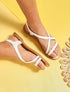 Nu-pieds en simili à bride tressée - Blanc - 1