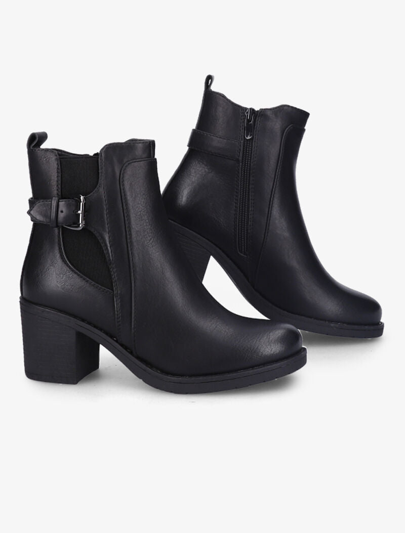 Bottines en simili à talon - Noir - 1