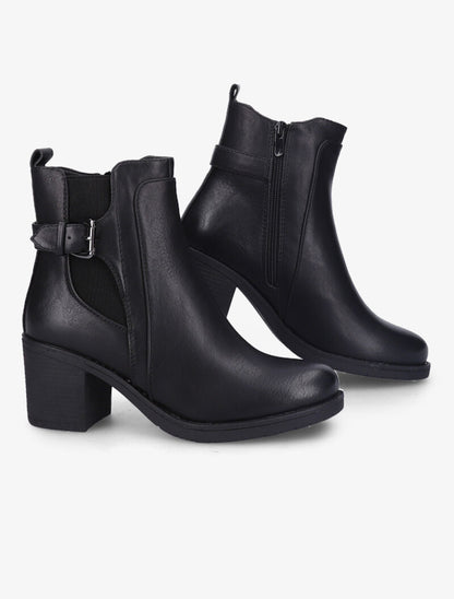 Bottines en simili à talon - Noir - 1