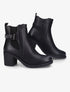 Bottines en simili à talon - Noir - 1