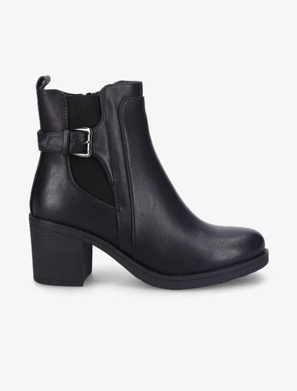Bottines en simili à talon - Noir - 2