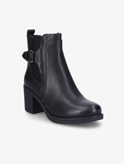 Bottines en simili à talon - Noir - 3