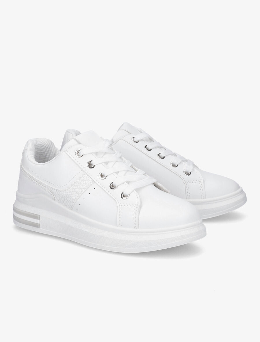Sneakers classique en simili - Blanc - 4