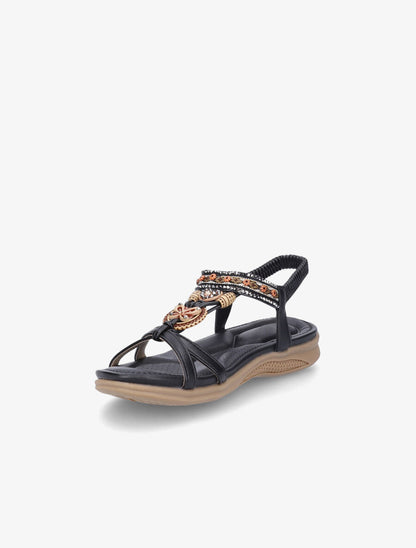 Nu-pieds brodés à strass - Noir - 3