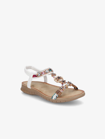 Nu-pieds fleurs en strass - Blanc - 2