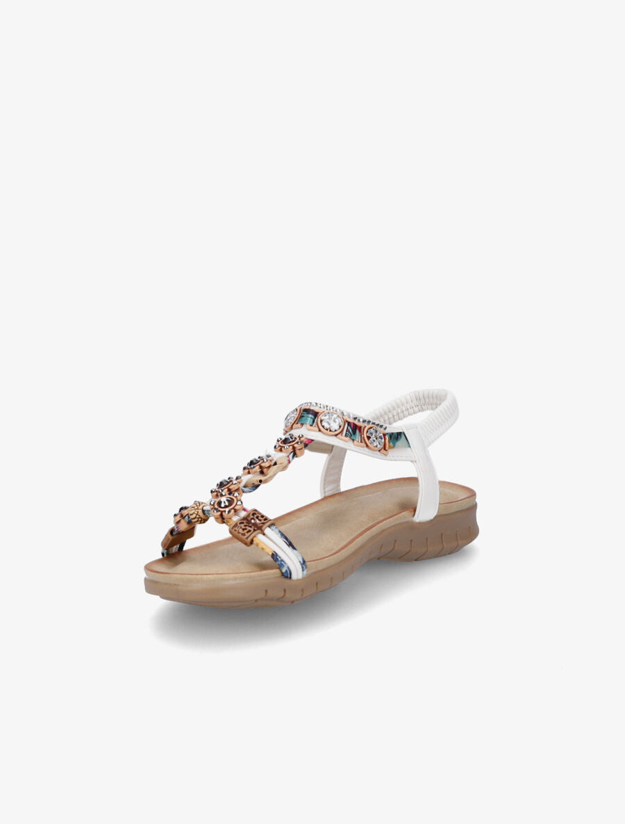 Nu-pieds fleurs en strass - Blanc - 3