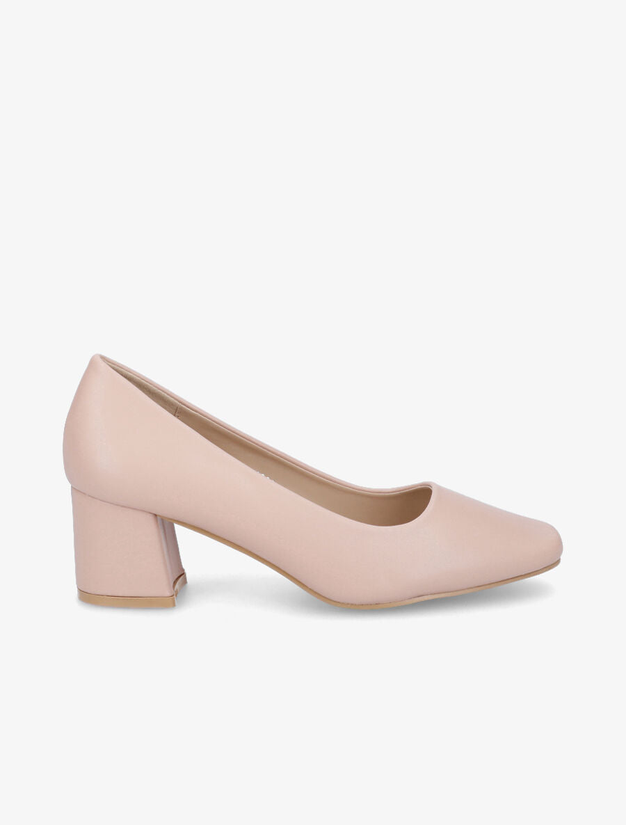 Escarpins mi-haut talon carré - Nude - 1