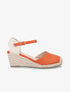 Sandales compensées bi-matière style espadrilles - Orange - 1