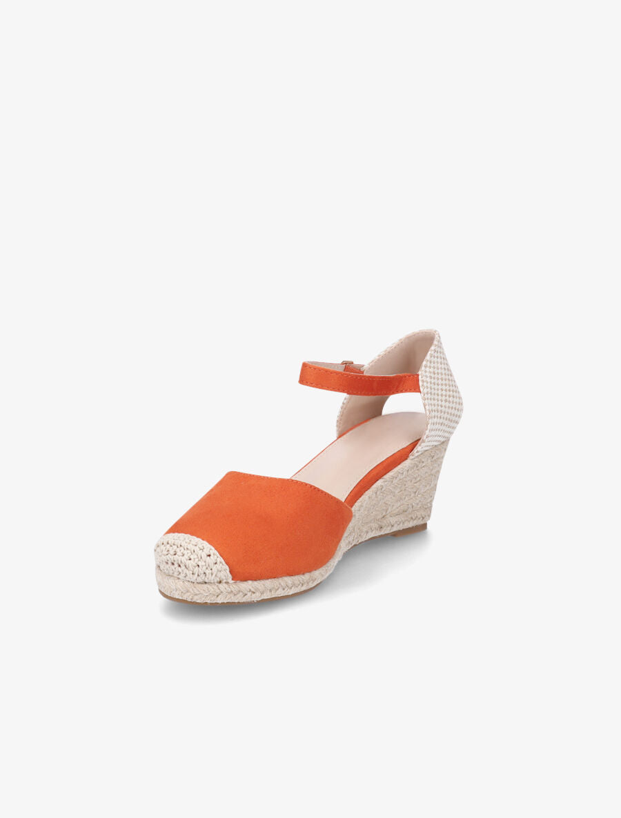 Sandales compensées bi-matière style espadrilles - Orange - 3