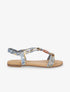 Nu-pieds imprimés à empiècements bois - Bleu - 5