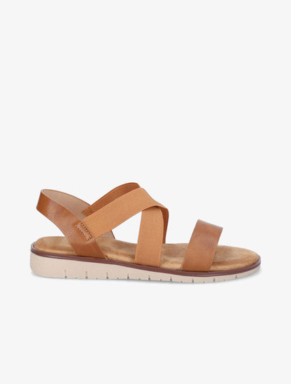 Nu-pieds croisés en simili - Camel - 1