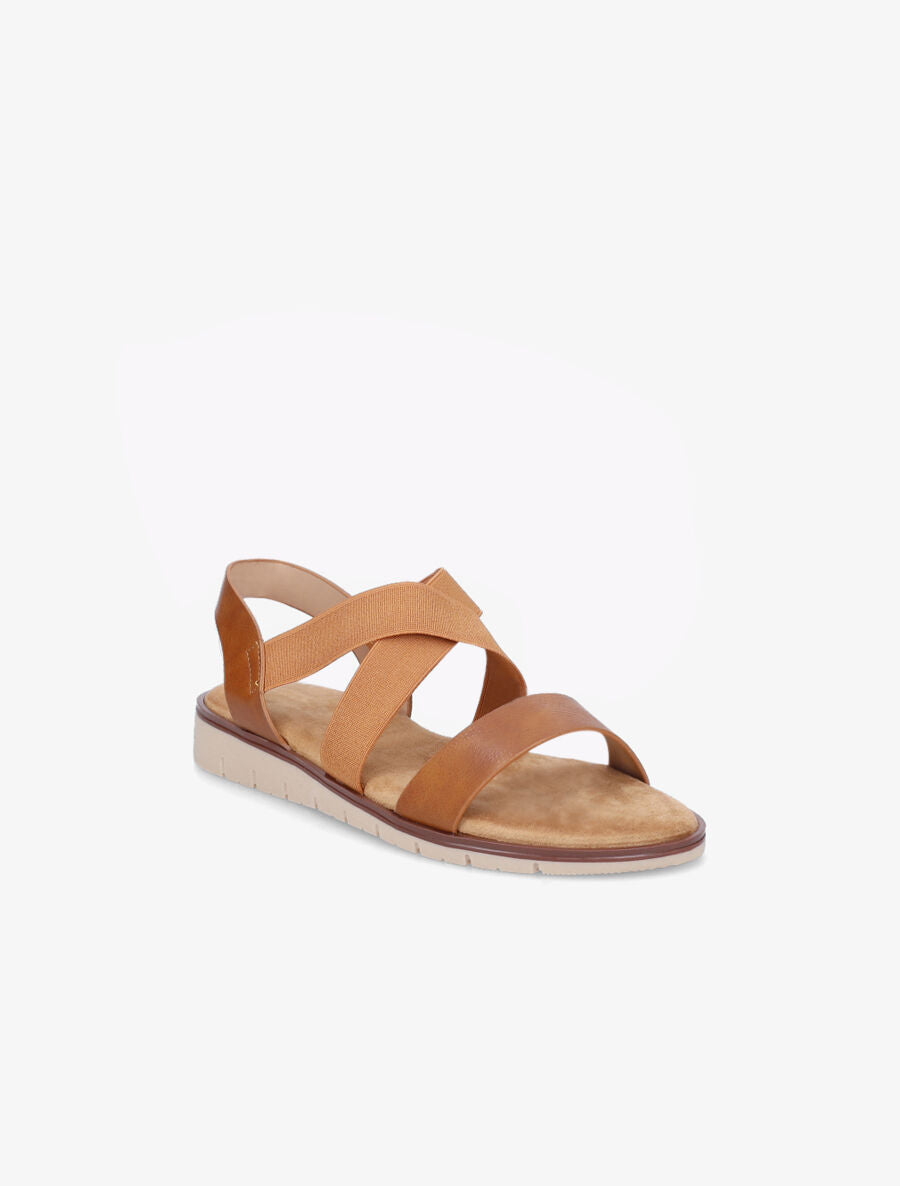 Nu-pieds croisés en simili - Camel - 2