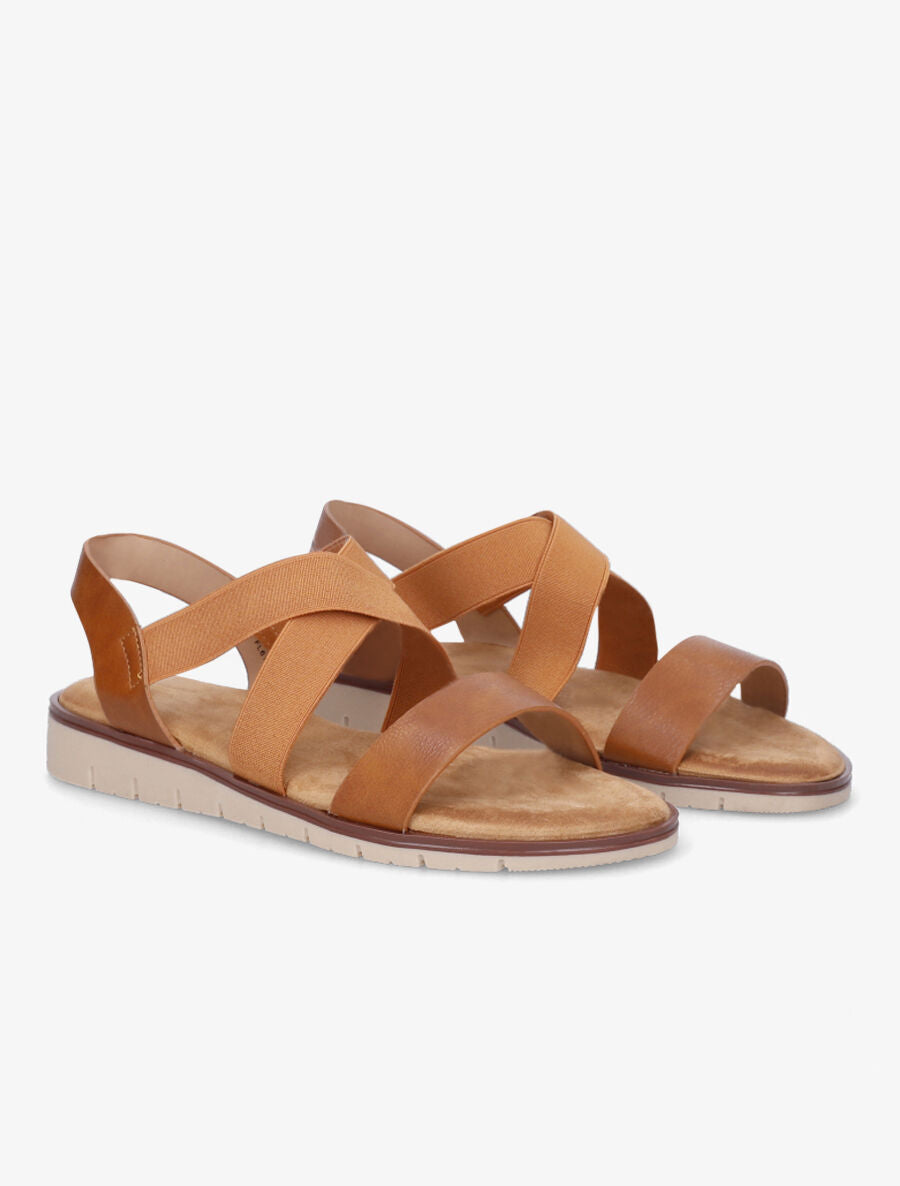 Nu-pieds croisés en simili - Camel - 4